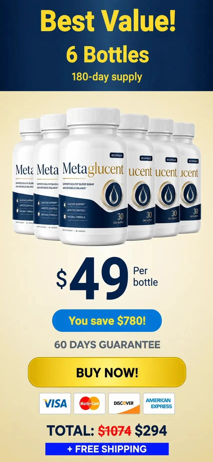 MetaGlucente 6 Bottle Price